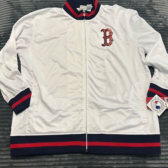 Majestic Boston Red Sox Zip-Up Jacket White with Sequins Women’s XL NWT - Picture 1 of 9